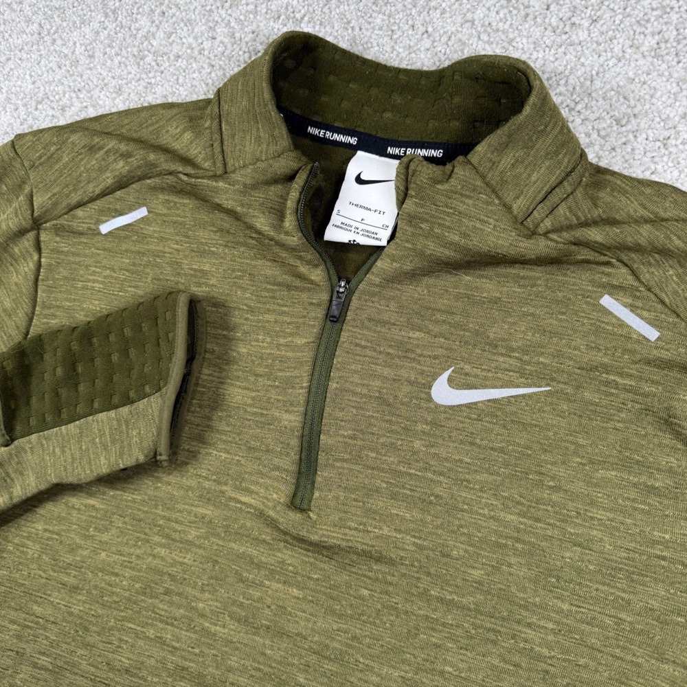Nike Therma-FIT Running 1/4 Zip Mens Small Olive Green DD5662-326 Pullover - Picture 1 of 7